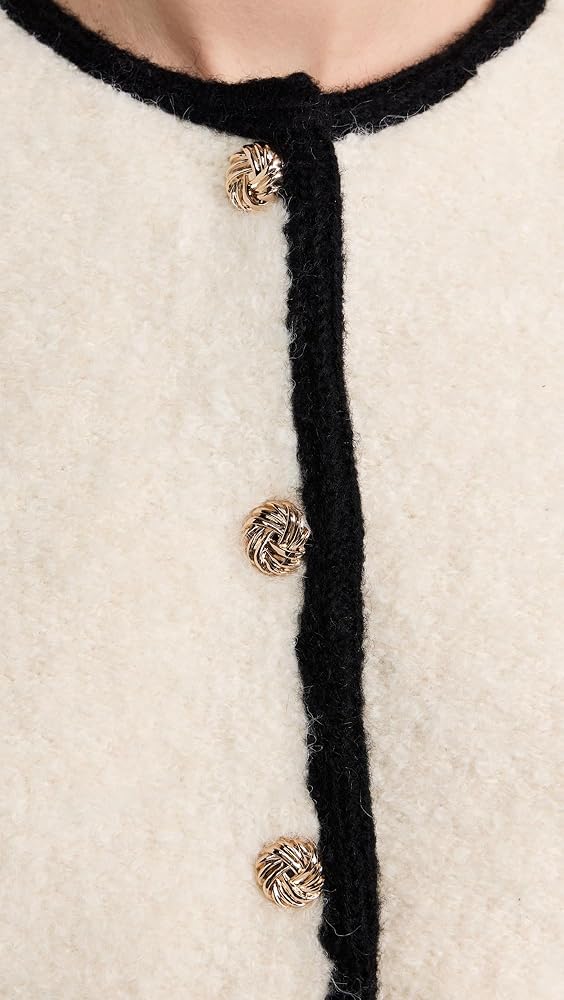 Line & Dot Women's Mayfair Cardigan, White Black, L at